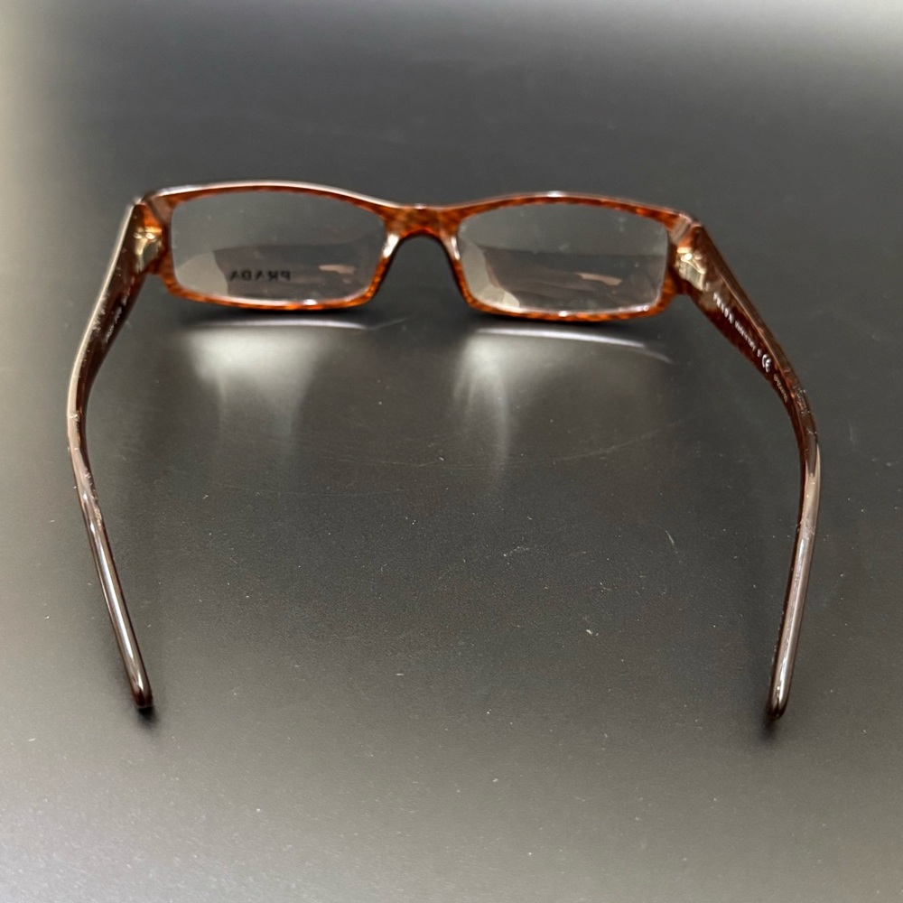 PRADA VPR 03H 7BP-101 Honey Brown Chevron 51-16-135 Rectangular Eyeglass Frame - Picture 4 of 14